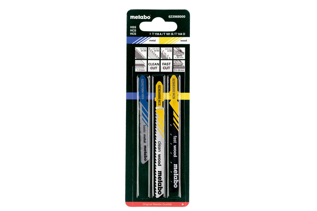 Assortimento di lame per seghetti alternativi 1,legno+metallo,3 pezzi (623968000) 
