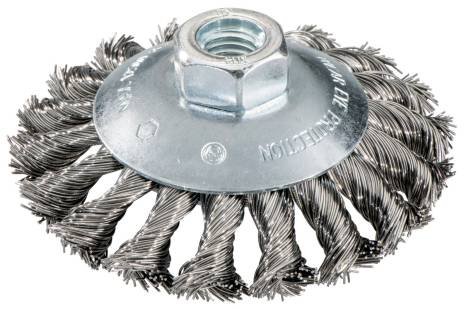 Brosse boisseau 100x0,5x10 mm/ M 14, acier, torsadé, modèle coudé (623803000)