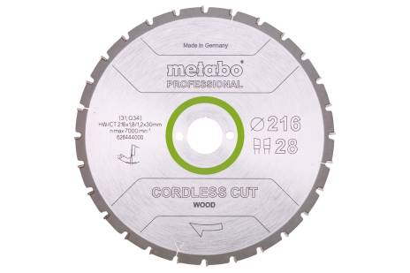 Lama "cordless cut wood - professional", 216x30 Z28 WZ 5°neg (628444000)